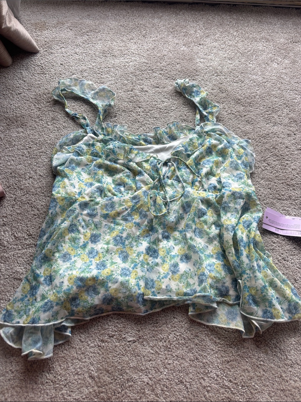 Target Floral Ruffle Camisole - Blue, Yellow & White
